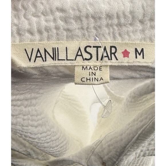 Vanilla Star Button Up Top Size Medium White Gauze Cotton Relaxed Fit Shirt - Picture 5 of 7